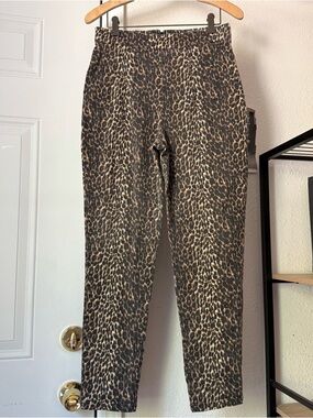 VIXEN BY MICHELINE PITT black tan brown leopard cheetah slim leg pants